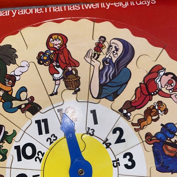 Vintage wood puzzle clock Nursery Rhyme England Condor 26 Jigsaw 12 Time - Picture 6 of 13